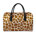 Brown Giraffe Pattern Print Leather Duffel Bag