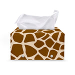 Brown Giraffe Pattern Print Leather Tissue Box Cover