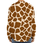 Brown Giraffe Pattern Print Long Sleeve Baseball Jersey