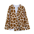 Brown Giraffe Pattern Print Long Sleeve Short Coat