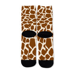Brown Giraffe Pattern Print Long Socks
