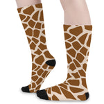 Brown Giraffe Pattern Print Long Socks