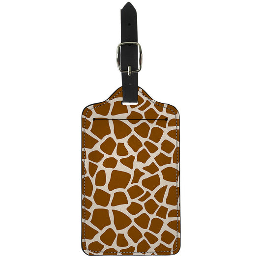 Brown Giraffe Pattern Print Luggage Tag