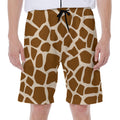 Brown Giraffe Pattern Print Men's Beach Shorts