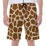 Brown Giraffe Pattern Print Men's Beach Shorts
