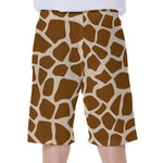 Brown Giraffe Pattern Print Men's Beach Shorts