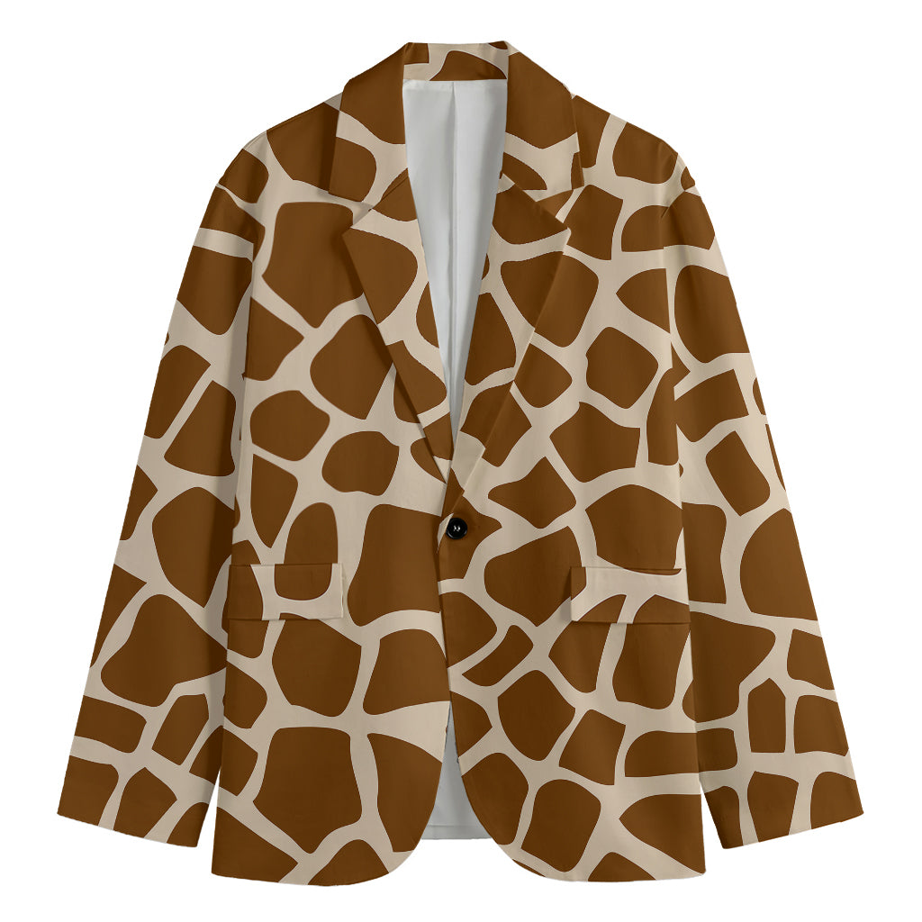 Brown Giraffe Pattern Print Men's Blazer