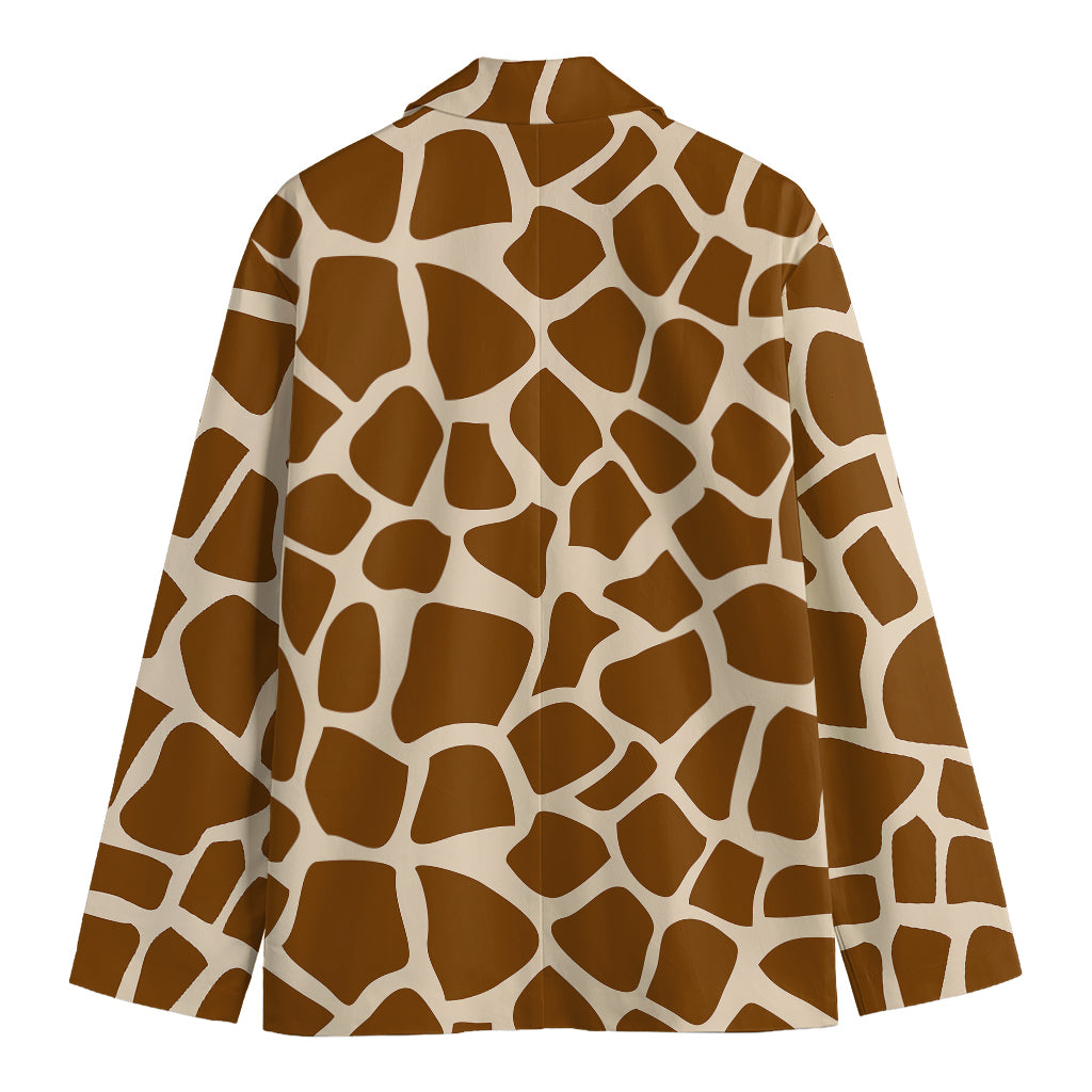 Brown Giraffe Pattern Print Men's Blazer