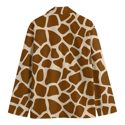 Brown Giraffe Pattern Print Men's Blazer