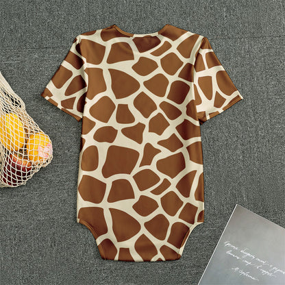 Brown Giraffe Pattern Print Men's Bodysuit