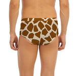 Brown Giraffe Pattern Print Men's Briefs