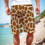 Brown Giraffe Pattern Print Men's Cargo Shorts