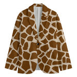Brown Giraffe Pattern Print Men's Cotton Blazer