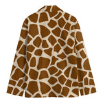 Brown Giraffe Pattern Print Men's Cotton Blazer