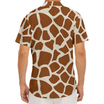 Brown Giraffe Pattern Print Men's Deep V-Neck Shirt