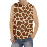 Brown Giraffe Pattern Print Men's Fitness Tank Top