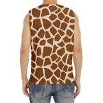 Brown Giraffe Pattern Print Men's Fitness Tank Top