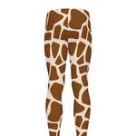 Brown Giraffe Pattern Print Men's leggings