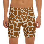 Brown Giraffe Pattern Print Men's Long Boxer Briefs