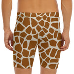 Brown Giraffe Pattern Print Men's Long Boxer Briefs