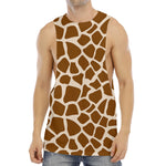 Brown Giraffe Pattern Print Men's Muscle Tank Top