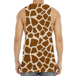 Brown Giraffe Pattern Print Men's Muscle Tank Top