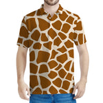 Brown Giraffe Pattern Print Men's Polo Shirt