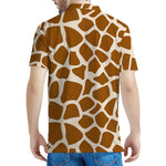 Brown Giraffe Pattern Print Men's Polo Shirt