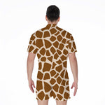 Brown Giraffe Pattern Print Men's Rompers