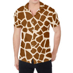 Brown Giraffe Pattern Print Men's Shirt