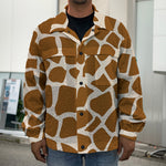 Brown Giraffe Pattern Print Men's Shirt Jacket