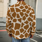 Brown Giraffe Pattern Print Men's Shirt Jacket