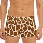Brown Giraffe Pattern Print Men's Short Boxer Briefs