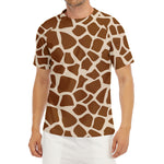 Brown Giraffe Pattern Print Men's Short Sleeve Rash Guard