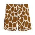 Brown Giraffe Pattern Print Men's Athletic Shorts