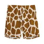 Brown Giraffe Pattern Print Men's Sports Shorts