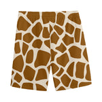 Brown Giraffe Pattern Print Men's Sports Shorts