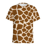 Brown Giraffe Pattern Print Men's Sports T-Shirt