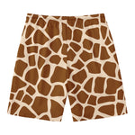 Brown Giraffe Pattern Print Men's Swim Trunks
