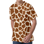 Brown Giraffe Pattern Print Men's Velvet T-Shirt