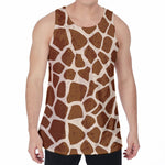 Brown Giraffe Pattern Print Men's Velvet Tank Top