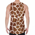 Brown Giraffe Pattern Print Men's Velvet Tank Top