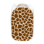 Brown Giraffe Pattern Print Mesh Laundry Hamper