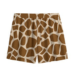 Brown Giraffe Pattern Print Mesh Shorts