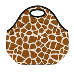 Brown Giraffe Pattern Print Neoprene Lunch Bag