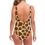 Brown Giraffe Pattern Print One Piece Swimsuit