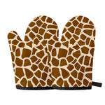 Brown Giraffe Pattern Print Oven Mitts