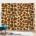 Brown Giraffe Pattern Print Pencil Pleat Curtains
