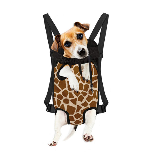 Brown Giraffe Pattern Print Pet Carrier Backpack