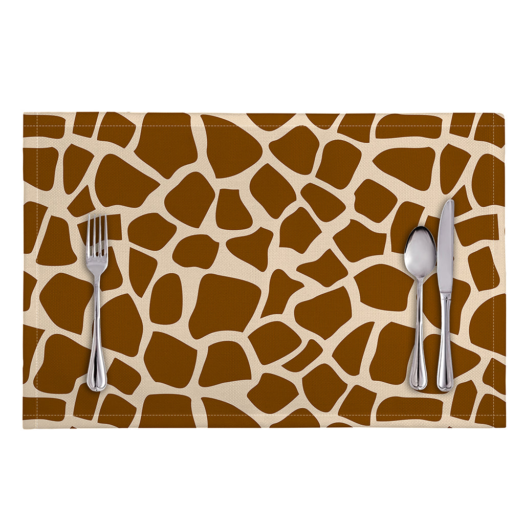 Brown Giraffe Pattern Print Placemat